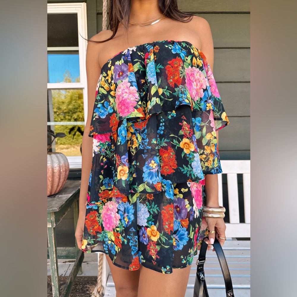 Show Me Your MuMu Floral Ruffle Romper Dress